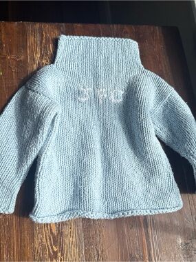 Light Blue Women's Chunky Knit Turtleneck Sweater